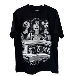 DGA Tees Men's Crewneck "Side Show Cruising Lowrider Sexy Women Clown"size Large